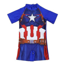 (Captain America - B, 6-8 Years) 3-11 Years Kids Superman Swimwear One-piece Swimsuit Bathing Suit