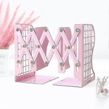 Adjustable Bookends, Simple Heavy-duty Hollow Metal Bookends, Adjustable Up To 14 Inches