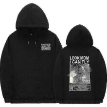 (Z0782*black, L) Cactus Jack Hoodie Men Women Double-sided Logo Print Look Mom I Can Fly Travis Scott Hoodies Unisex Fashion Hip Hop Streetwear