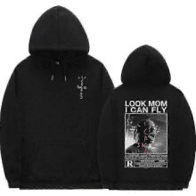 (Q02158*black,XL)Cactus Jack Hoodie Men Women Double-sided Logo Print Look Mom I Can Fly Travis Scott Hoodies Unisex Fashion Hip Hop Streetwear