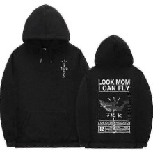 (Q02159*black, L) Cactus Jack Hoodie Men Women Double-sided Logo Print Look Mom I Can Fly Travis Scott Hoodies Unisex Fashion Hip Hop Streetwear