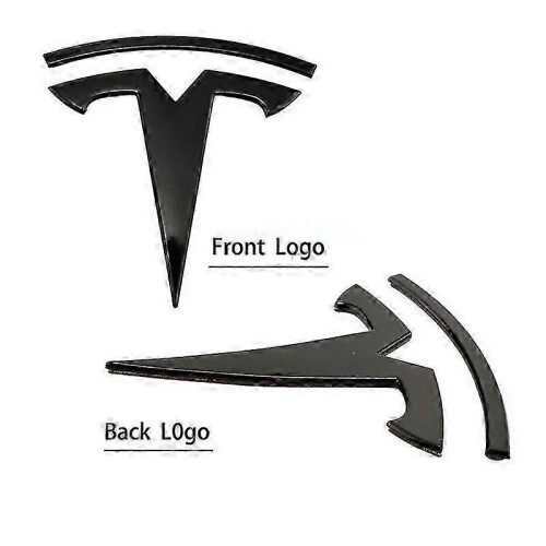 (3 Gloss Black Front) Metal Replacement Sticker For Tesla Model 3 Y Front Back Trunk Logo Replace Emblem Decals Stickers Accessories 2