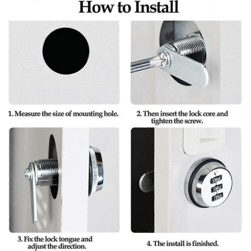 Safety Combination Cam Lock, 3 Digits Combination Lock 1-1/8" Combination Mailbox Lock for Cabinet 1