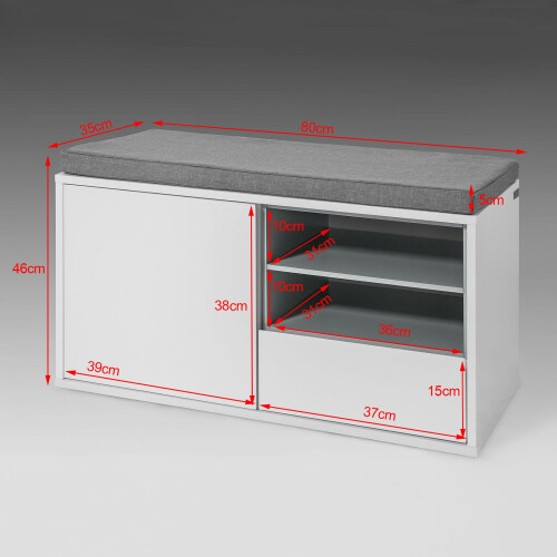 SoBuy Πάγκος Εισόδου FSR37-W Λευκός 80cm 2