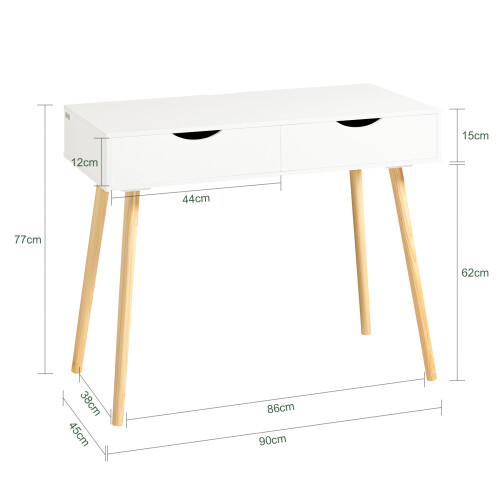 SoBuy Bureau 2 tiroirs - 90x45x77cm 2