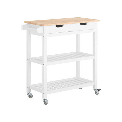 SoBuy Καρότσι Κουζίνας Λευκό με Ρόδες 85x39x90εκ