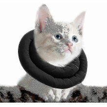 Adjustable Cat Collar, Soft Cat Recovery Collar, Protective Pet Collar After Surgery (s, Black)