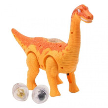 (Orange) Walking Dinosaur Toy With Light, Interactive And Luminescent Projection - Electric Model For Simulation And Egg Laying