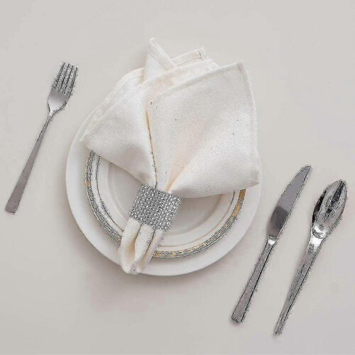 100pcs Napkin Rings, Silver Napkin Ring Clasp for Table Decoration, Wedding 2