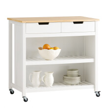 SoBuy Servettvagn Vit-Natur 98x58x94 cm
