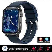(Blue Silicon) New Smartwatch Blood Sugar Blood Lipids Blood Pressure Body Temperature Health Monitoring Smart Watch For Men Women Clock