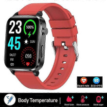 (Red Silicon) New Smartwatch Blood Sugar Blood Lipids Blood Pressure Body Temperature Health Monitoring Smart Watch For Men Women Clock
