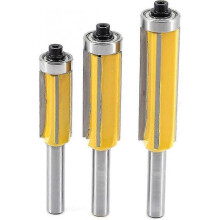 3pcs 8mm Shank 4 Flute Copy Cutter with Top Bearing Cutter for Flush Straight Carbide Milling Diy Carpentry Cutting Diameter