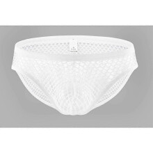 (XL, white type c) Sexy Large Hole Transparent Boxers For Men Underwear Low Waist Stretch Mesh Breathable Solid Panties Shorts Boxer Hombre Men