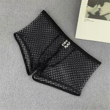 (L, Black) Sexy Large Hole Transparent Boxers For Men Underwear Low Waist Stretch Mesh Breathable Solid Panties Shorts Boxer Hombre Men