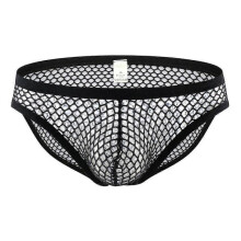 (XL, black type c) Sexy Large Hole Transparent Boxers For Men Underwear Low Waist Stretch Mesh Breathable Solid Panties Shorts Boxer Hombre Men