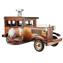 Vintage Car Whiskey Decanter Set, 15"x13"x7", 750ml Decanter with Spigot, 2-10oz Tumblers, Bar Gift!