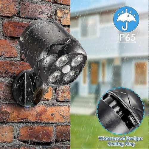 Battery Operated Outdoor Wall Light with Motion Sensor, Black 2