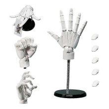 (White) Hand Model 1:1 Articulated Mannequin Hand Moveable Joint+base Diy Pvc Abs Hand Model For Drawing,painting,sketching A
