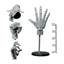 (Gray) Hand Model 1:1 Articulated Mannequin Hand Moveable Joint+base Diy Pvc Abs Hand Model For Drawing,painting,sketching A