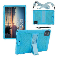 (Baby Blue) For Lenovo Tab M11 Case Retro Textured Pc Kickstand Silicone Tablet Cover With Shoulder Strap