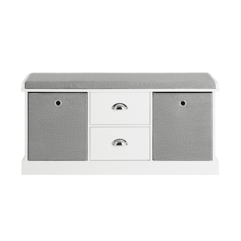 SoBuy® FSR66-HG, 2 Baskets 2 Drawers Storage Bench Shoe Bench Shoe Rack