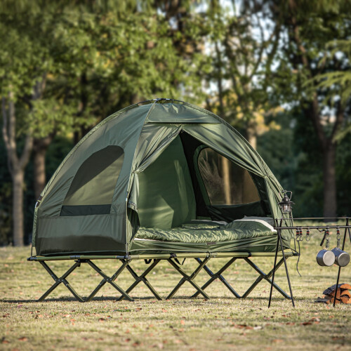 SoBuy OGS32-L-GR Stan 4v1 s postelí pro 2 osoby, zelený 1