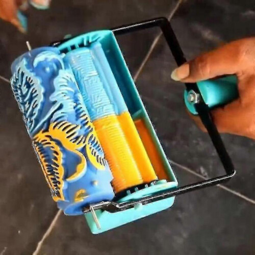 (089Y) Flower Wall Decoration Patterned Paint Rollers 5" Rubber Brush Reusable 1