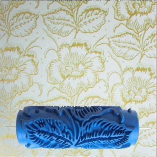 (082Y) Flower Wall Decoration Patterned Paint Rollers 5" Rubber Brush Reusable