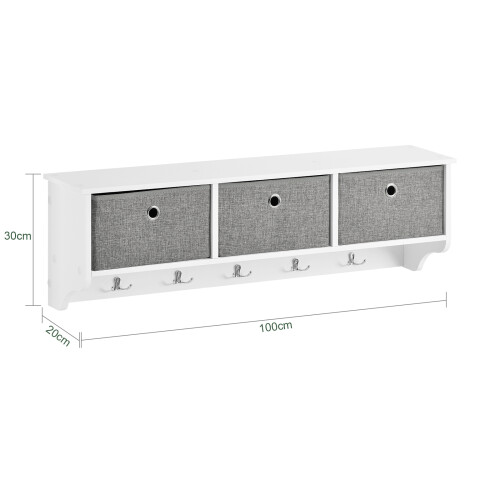 SoBuy επιτοίχια κρεμάστρα FRG282-W λευκή 5 γάντζοι 2