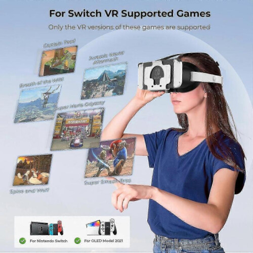 Upgraded Vr Headset for Nintendo Switch Switch Oled Model, Switch Vr Glasses with Adjustable Hd Lenses And Head Strap with Rotary Button 2