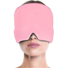 (Pink) Migraine Hat Fitting Gel Ice Headache Migraine Relief Hat, Cold Therapy Migraine Relief Cap, Comfortable Stretchable Ice Pack Eye Mask