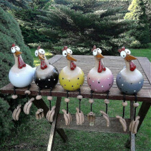 (5pcs, 5 colors) Decorative Chicken Figurine, Ceramic Chicken Garden Ornament, Hilde Decoration Animal Figurine Ornament For Home Decorative Crafts