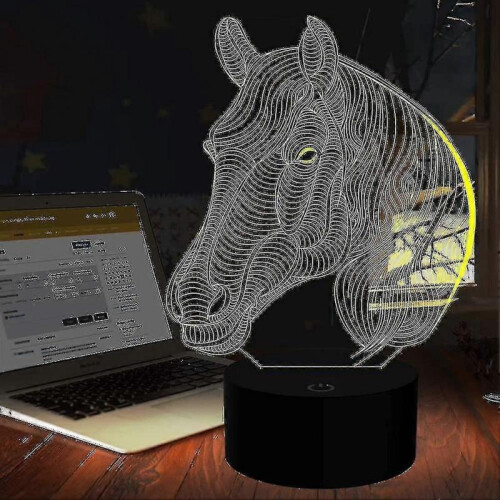 Horse Night Light, 3d Illusion Desk Table Lamp Nightlight for Kids Smart Touch Usb Powered 7 Color 2