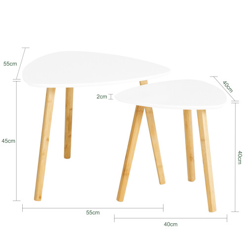 Set 2 mese cafea SoBuy, alb, 55/40 cm 2