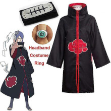 (Konan, M) Harajuku Cosplayuchiha Itachi Cosply Costume Headband Necklace Ring Kunai Deidara Tobi Halloween Costume For Men Kids Pain Cloak
