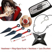 (Camel, S) Harajuku Cosplayuchiha Itachi Cosply Costume Headband Necklace Ring Kunai Deidara Tobi Halloween Costume For Men Kids Pain Cloak