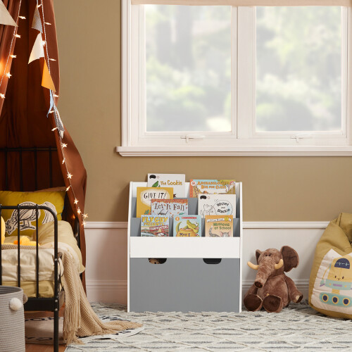 SoBuy Kids Bookshelf with Drawer, Grey 1