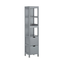 SoBuy Tall Grey Bathroom Cabinet with Shelves & Drawers