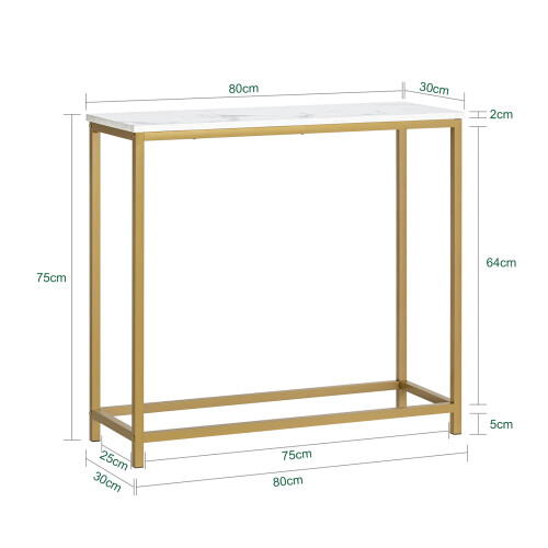 SoBuy Κονσόλα FSB29-G Μαρμάρινο Χρυσό 80x30x75εκ 2