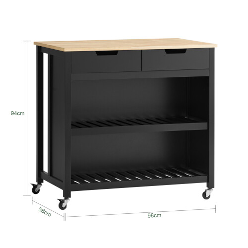 SoBuy Kücheninsel Schwarz 98x58x94 cm 2