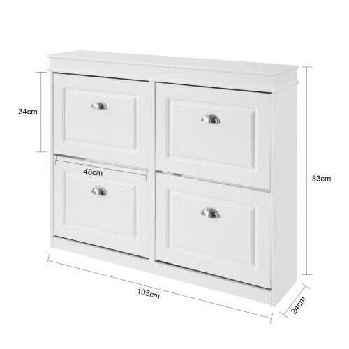 SoBuy Ντουλάπι Παπουτσιών FSR79-W Λευκό 105x24x83cm 2