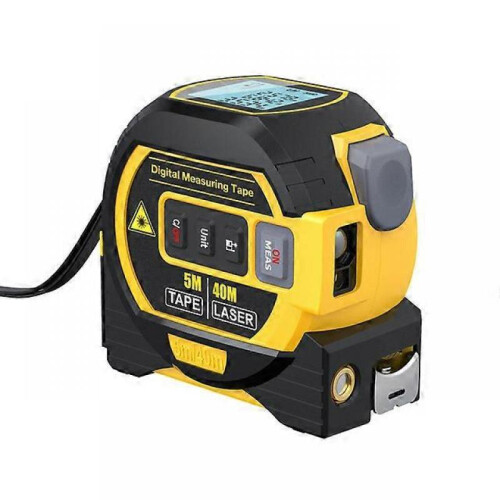 (Orange,60m)3 in 1 Laser Rangefinder Tape Measure with Backlight Rangefinder
