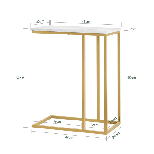 SoBuy Τραπέζι Καφέ Gold 48x30x62cm 2