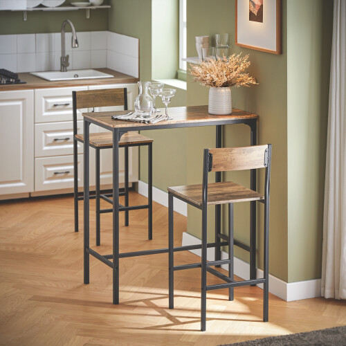 SoBuy Set Table de Bar + 2 Chaises Hautes 1