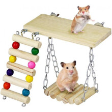 3 Pcs Hamster Exercise Toys, Wooden Hanging Hamster Chew Toys, Guinea Pig Small Animal Cage Accessor
