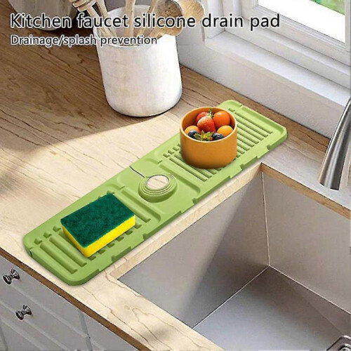 (beige) Splash Faucet Guard Draining Mat, Silicone Draining Mat For Kitchen Sink 1