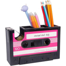 Creative Tape Pen Holder, Retro Cassette Tape Dispenser, Stationery Desk Tidy Container