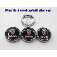 (SAAB 60 black) 4pcs 56mm 60mm Saab 9-3 Logo Car Emblem Wheel Center Hub Cap Auto Rim Refit Dust-proof Badge Covers Sticker Styling Accessories