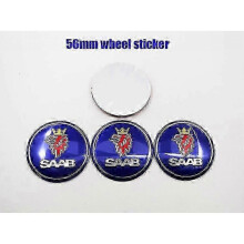 (SAAB 56 blue) 4pcs 56mm 60mm Saab 9-3 Logo Car Emblem Wheel Center Hub Cap Auto Rim Refit Dust-proof Badge Covers Sticker Styling Accessories